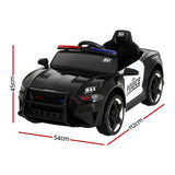 Rigo Kids Ride On Car Electric Patrol Police Cars Battery Powered Toys 12V Black - Side View