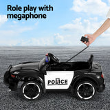 Rigo Kids Ride On Car Electric Patrol Police Cars Battery Powered Toys 12V Black - Close-Up Angle