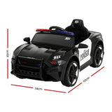 Rigo Kids Ride On Car Electric Patrol Police Cars Battery Powered Toys 12V Black - Front View