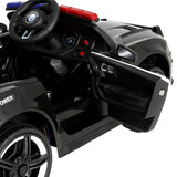 Rigo Kids Ride On Car Electric Patrol Police Cars Battery Powered Toys 12V Black - Side View