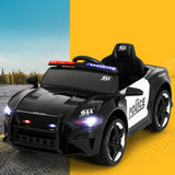 Rigo Kids Ride On Car Electric Patrol Police Cars Battery Powered Toys 12V Black - Close-Up Angle