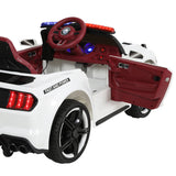 Rigo Kids Ride On Car Electric Patrol Police Cars Battery Powered Toys 12V White - Side View