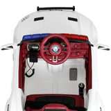 Rigo Kids Ride On Car Electric Patrol Police Cars Battery Powered Toys 12V White - Top-Down View