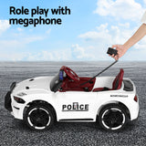 Rigo Kids Ride On Car Electric Patrol Police Cars Battery Powered Toys 12V White - 45-Degree Angle