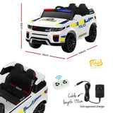 Rigo Kids Electric Ride On Patrol Police Car Horn Music Remote White - Front View