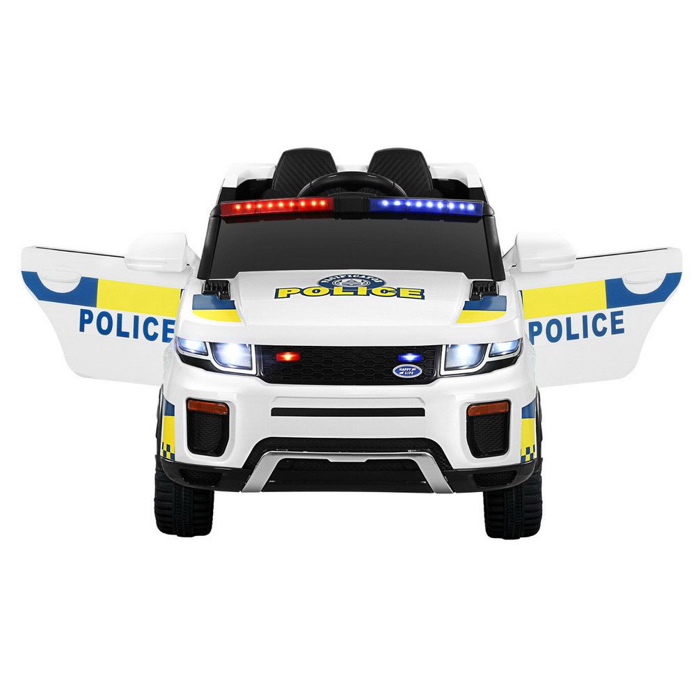 Rigo Kids Electric Ride On Patrol Police Car Horn Music Remote White