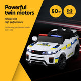 Rigo Kids Electric Ride On Patrol Police Car Horn Music Remote White