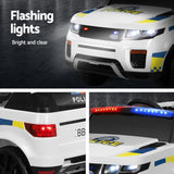 Rigo Kids Electric Ride On Patrol Police Car Horn Music Remote White
