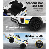 Rigo Kids Electric Ride On Patrol Police Car Horn Music Remote White - Rear View