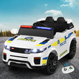 Rigo Kids Electric Ride On Patrol Police Car Horn Music Remote White - Close-Up Angle