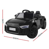 Kids Ride On Car Audi R8 Licensed Sports Electric Toy Cars Black - Front View