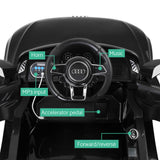 Kids Ride On Car Audi R8 Licensed Sports Electric Toy Cars Black - Close-Up Angle