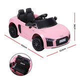 Ride On Car Licensed Audi R8 12V Electric Car for Kids Battery Pink - Front View
