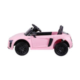 Ride On Car Licensed Audi R8 12V Electric Car for Kids Battery Pink - Side View