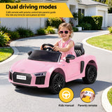 Ride On Car Licensed Audi R8 12V Electric Car for Kids Battery Pink - Top-Down View