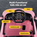 Ride On Car Licensed Audi R8 12V Electric Car for Kids Battery Pink - 45-Degree Angle