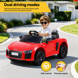Ride On Car Licensed Audi R8 12V Electric Car for Kids Battery Red - Top-Down View