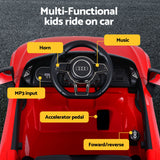 Ride On Car Licensed Audi R8 12V Electric Car for Kids Battery Red - 45-Degree Angle