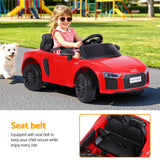 Ride On Car Licensed Audi R8 12V Electric Car for Kids Battery Red - Rear View