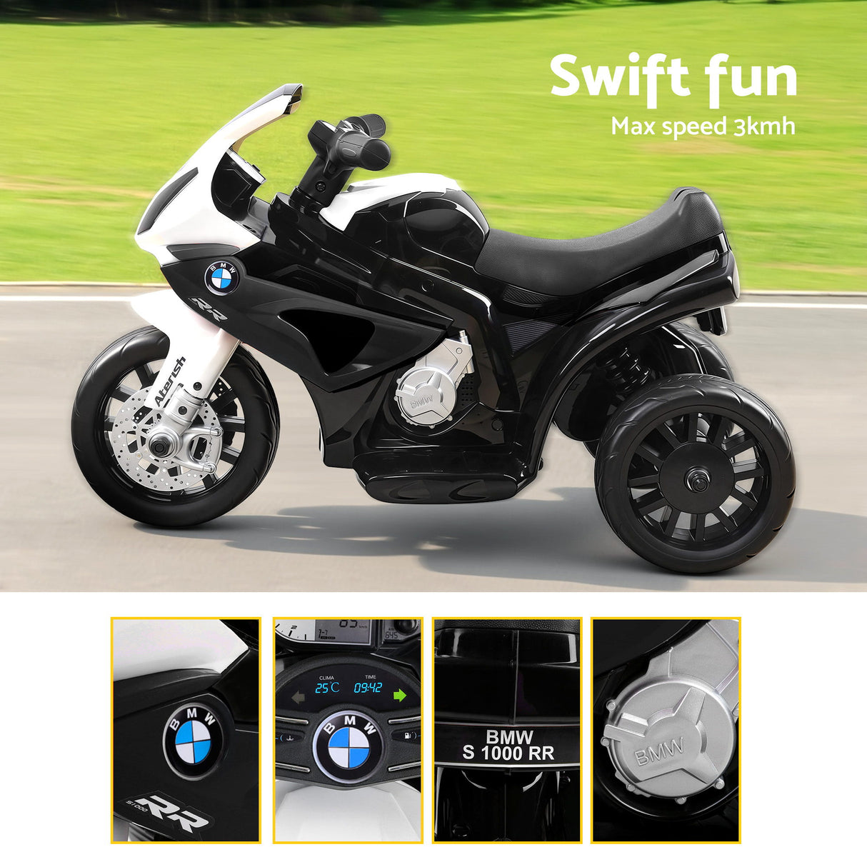 Kids Ride On Car Electric Ride On Cars Motorcycle Motorbike BMW Licensed S1000RR Black