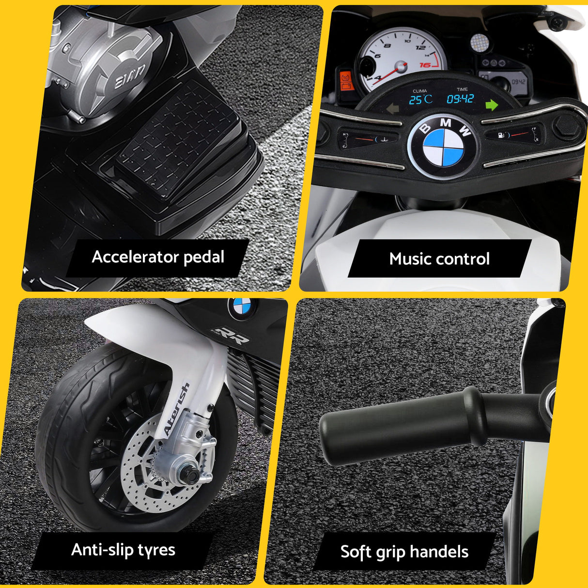 Kids Ride On Car Electric Ride On Cars Motorcycle Motorbike BMW Licensed S1000RR Black