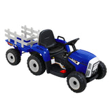 Rigo Kids Electric Ride On Car Tractor Toy Cars 12V Blue - Side View