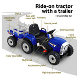 Rigo Kids Electric Ride On Car Tractor Toy Cars 12V Blue - 45-Degree Angle