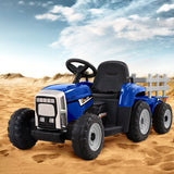 Rigo Kids Electric Ride On Car Tractor Toy Cars 12V Blue - Low Angle