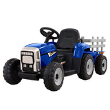 Rigo Kids Electric Ride On Car Tractor Toy Cars 12V Blue - Close-Up Angle