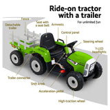 Electric Ride On Car Rigo Kids Ride On Cars Tractor Toy 12V Green - Top-Down View