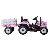Rigo Kids Electric Ride On Car Tractor Toy Cars 12V Pink - Side View