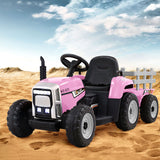 Rigo Kids Electric Ride On Car Tractor Toy Cars 12V Pink - Close-Up Angle