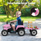 Rigo Kids Electric Ride On Car Tractor Toy Cars 12V Pink - Rear View
