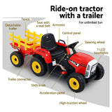 Rigo Kids Electric Ride On Car Tractor Toy Cars 12V Red - 45-Degree Angle