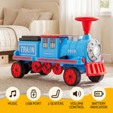 Rigo Kids Ride on Car Train 12V Electric Toy 2 Seaters Storage 87cm Blue - Top-Down View