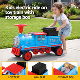 Rigo Kids Ride on Car Train 12V Electric Toy 2 Seaters Storage 87cm Blue - Rear View