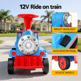 Rigo Kids Ride on Car Train 12V Electric Toy 2 Seaters Storage 87cm Blue - Low Angle