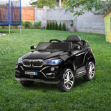 Rigo Kids Electric Ride On Car SUV BMW-Inspired X5 Toy Cars Remote 6V Black - Low Angle