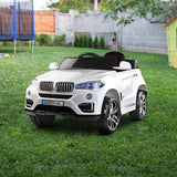 Rigo Kids Electric Ride On Car SUV BMW-Inspired X5 Toy Cars Remote 6V White - Low Angle