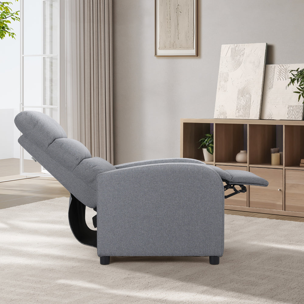 Oikiture Recliner Chair Armchair Adjustable Sofa Lounge Polyester Grey
