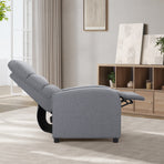 Oikiture Recliner Chair Armchair Adjustable Sofa Lounge Polyester Grey