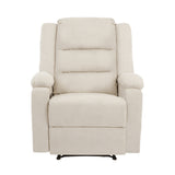 Oikiture Recliner Chair Padded Lounge With Side Pocket Polyester Beige