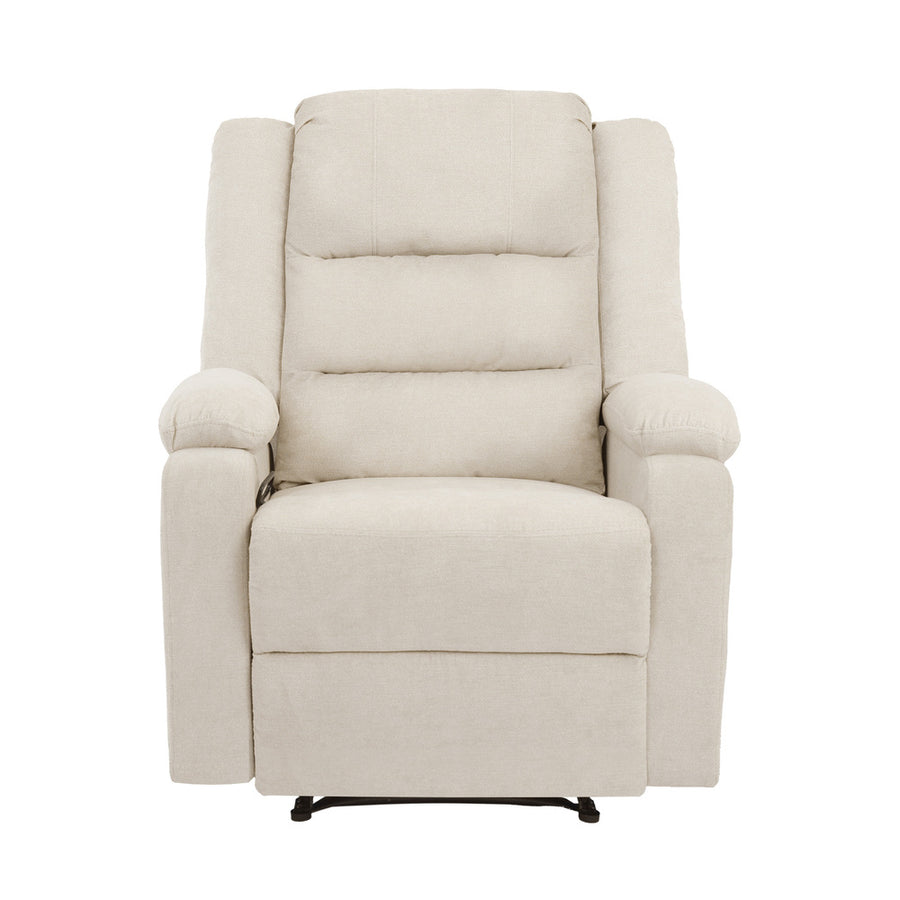 Oikiture Recliner Chair Padded Lounge With Side Pocket Polyester Beige, Reclining