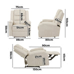 Oikiture Recliner Chair Padded Lounge With Side Pocket Polyester Beige, image 4