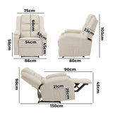 Oikiture Recliner Chair Padded Lounge With Side Pocket Polyester Beige - Top-Down View
