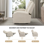 Oikiture Recliner Chair Padded Lounge With Side Pocket Polyester Beige, image 3