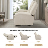 Oikiture Recliner Chair Padded Lounge With Side Pocket Polyester Beige - Side View