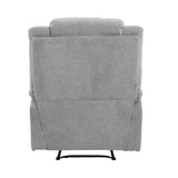 Oikiture Recliner Chair Padded Lounge With Side Pocket Polyester Grey - Rear View