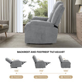 Oikiture Recliner Chair Padded Lounge With Side Pocket Polyester Grey