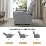 Oikiture Recliner Chair Padded Lounge With Side Pocket Polyester Grey - 45-Degree Angle